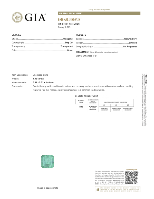 1.02 Carats Emerald GIA