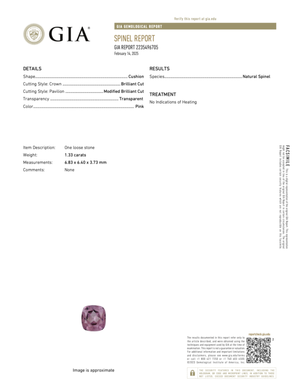 1.33 Carats Spinel GIA