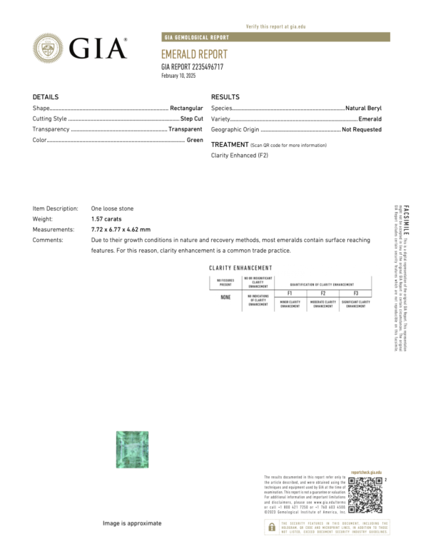 1.57 Carats Emerald GIA