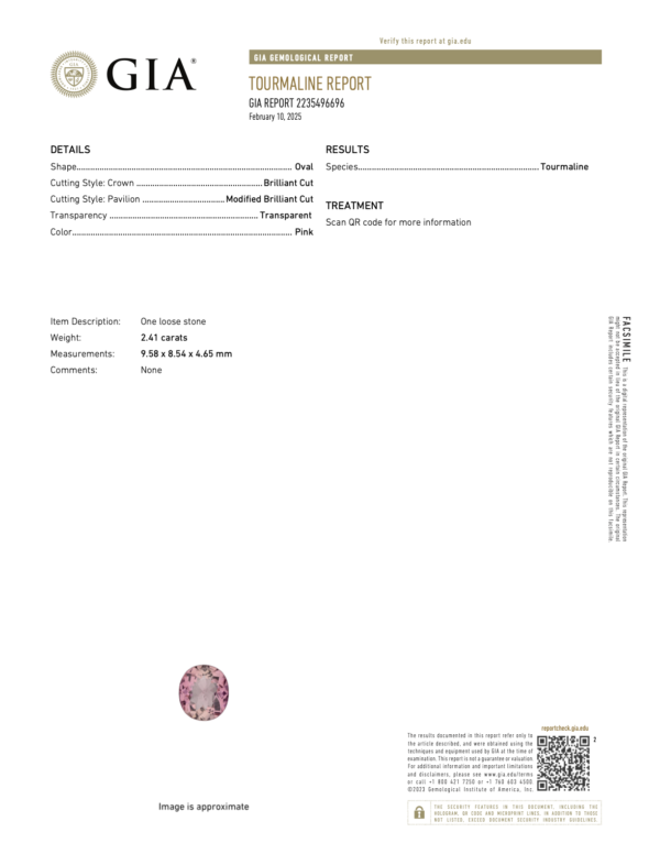 2.41 Carats Tourmaline GIA